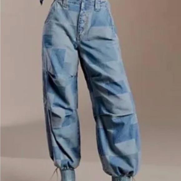 Free People Denim - Free People Patchwork Blue Boyfriend Jeans